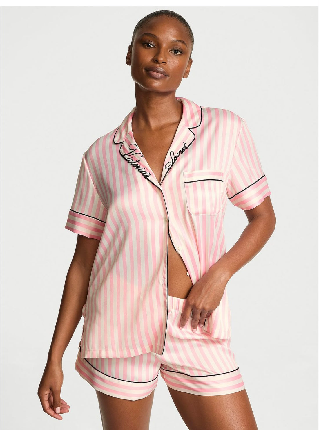 Pijama Manga Curta Listrado Clássico Victoria's Secret
